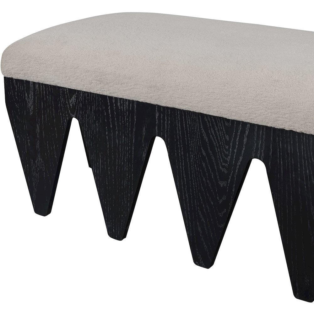 Altair Beige Velour Fur Fabric Bench