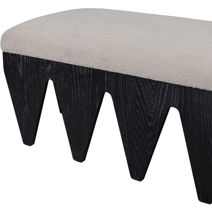 Altair Beige Velour Fur Fabric Bench