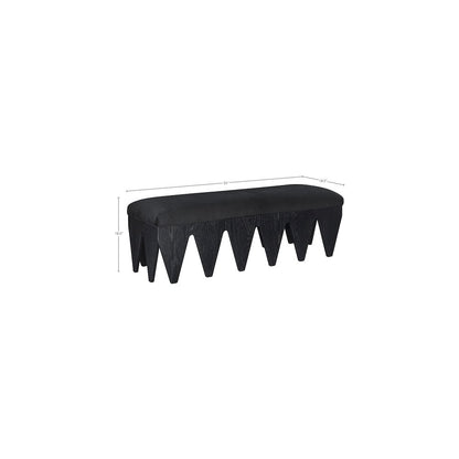 Altair Black Velour Fur Fabric Bench