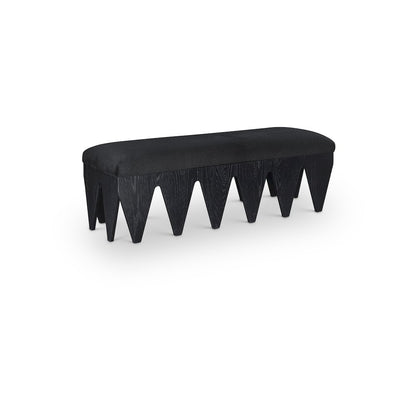 Altair Black Velour Fur Fabric Bench