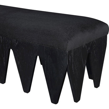 Altair Black Velour Fur Fabric Bench