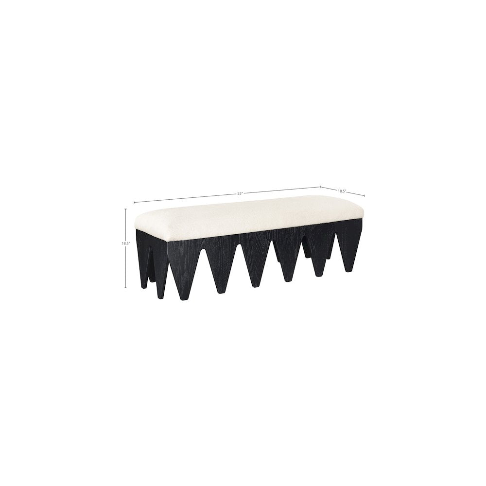 Altair Cream Velour Fur Fabric Bench