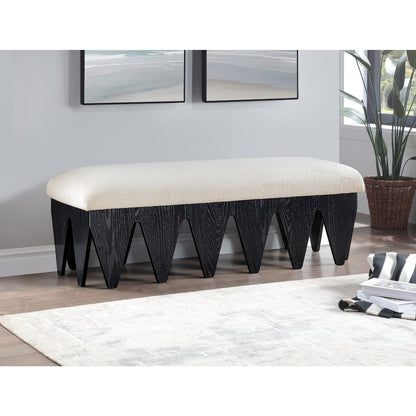 Altair Cream Velour Fur Fabric Bench
