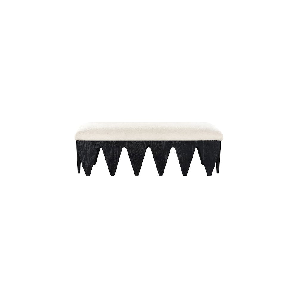 Altair Cream Velour Fur Fabric Bench