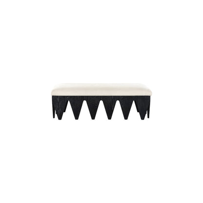 Altair Cream Velour Fur Fabric Bench