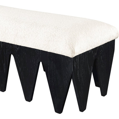 Altair Cream Velour Fur Fabric Bench