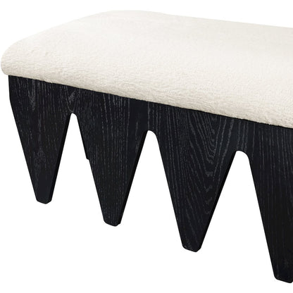 Altair Cream Velour Fur Fabric Bench