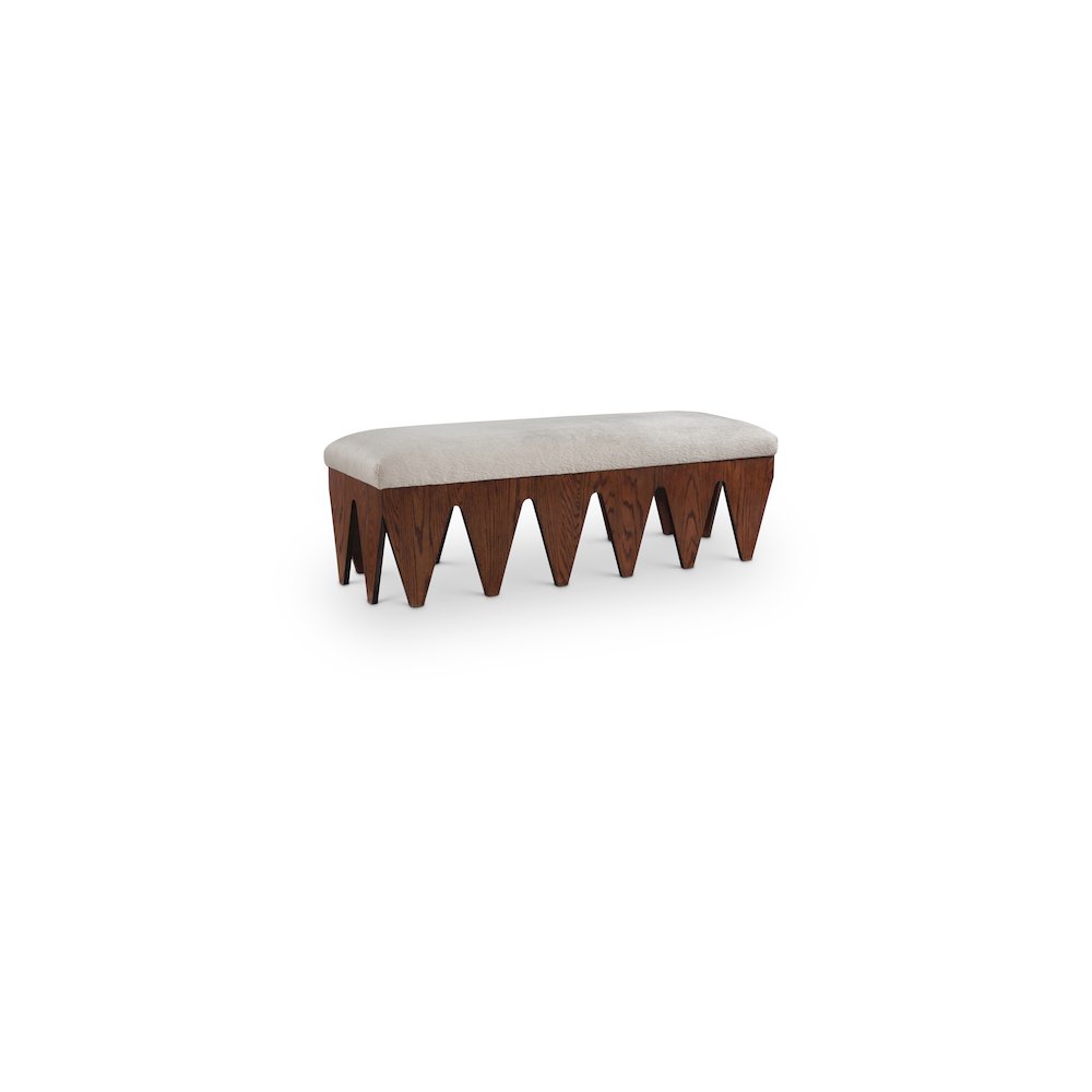 Altair Beige Velour Fur Fabric Bench