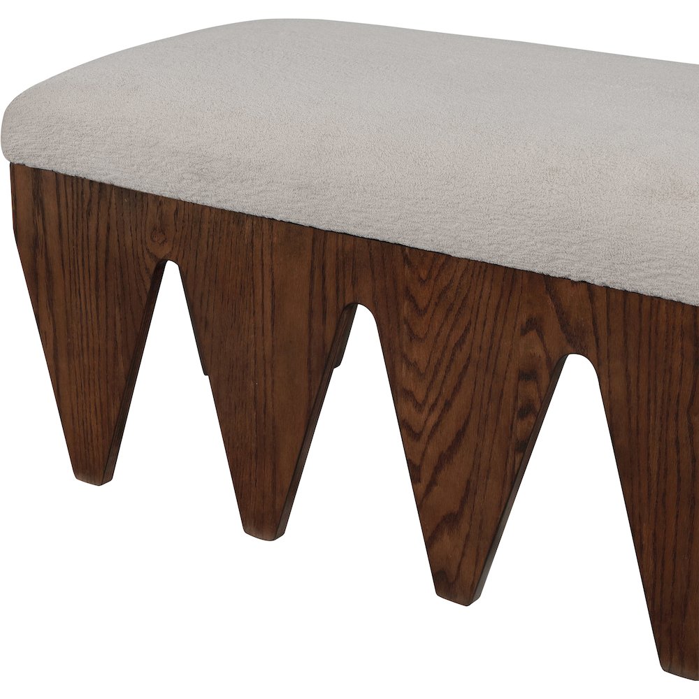 Altair Beige Velour Fur Fabric Bench