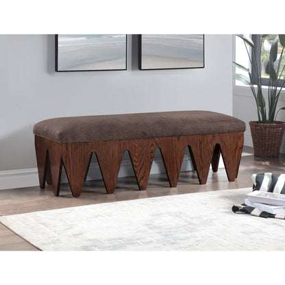Altair Brown Velour Fur Fabric Bench