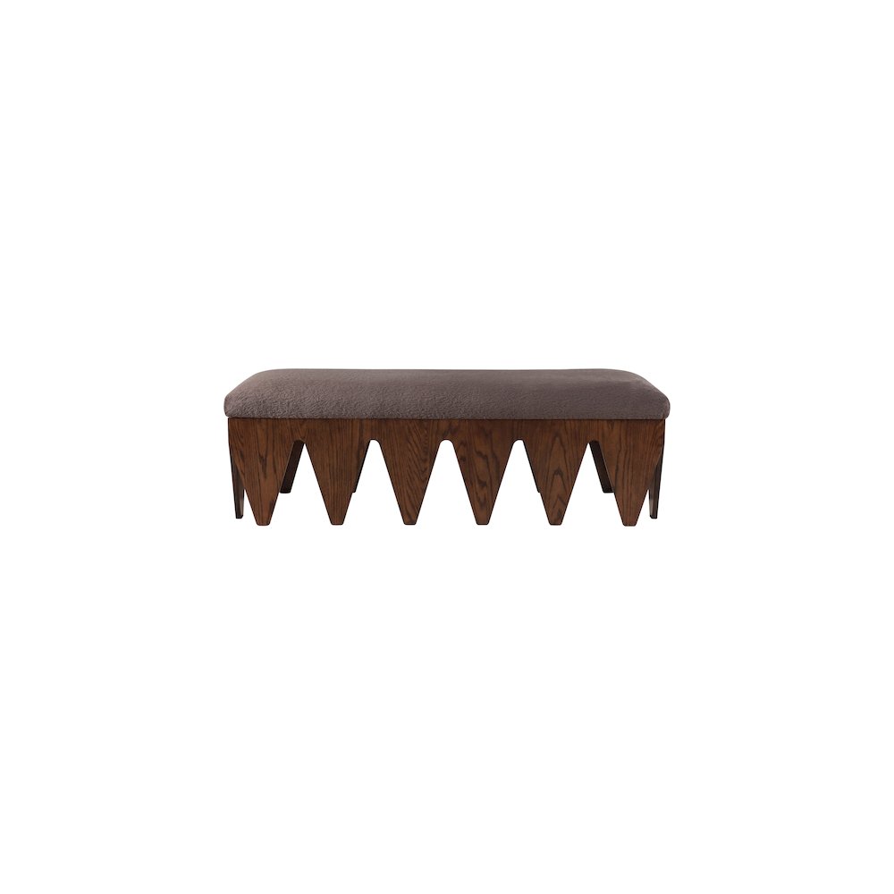 Altair Brown Velour Fur Fabric Bench