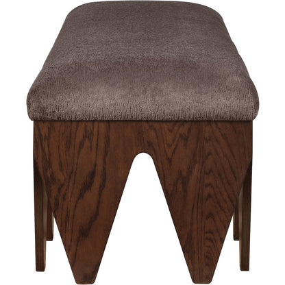 Altair Brown Velour Fur Fabric Bench