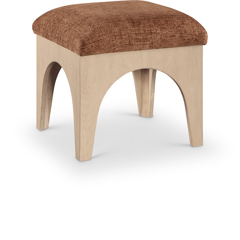 Lawson Cognac Chenille Fabric Upholstered Ottoman
