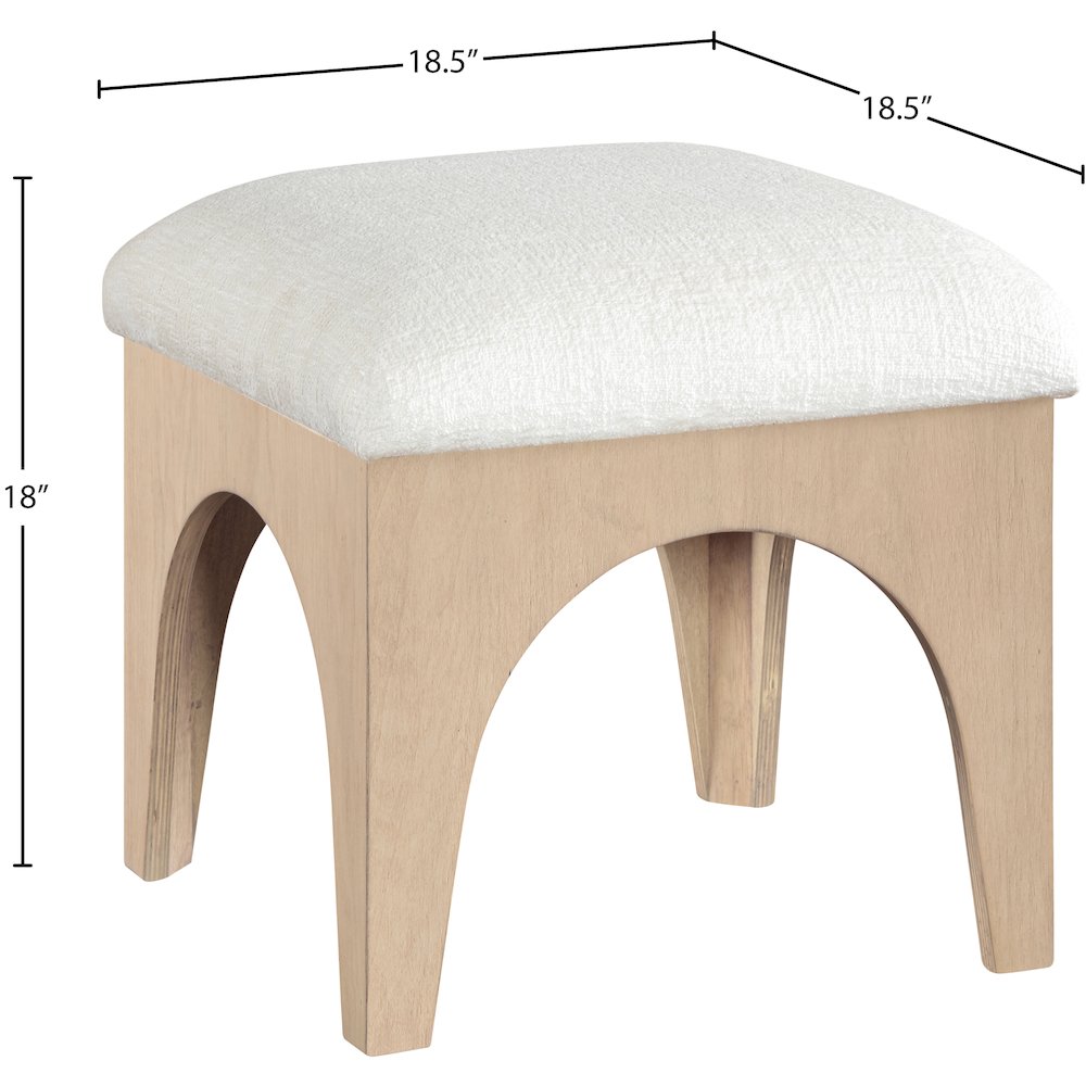 Lawson Cream Chenille Fabric Upholstered Ottoman