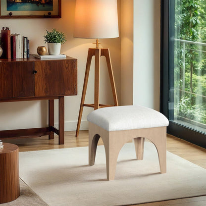 Lawson Cream Chenille Fabric Upholstered Ottoman