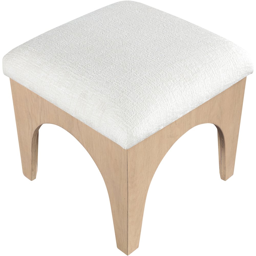 Lawson Cream Chenille Fabric Upholstered Ottoman