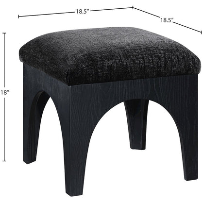 Lawson Black Chenille Fabric Upholstered Ottoman