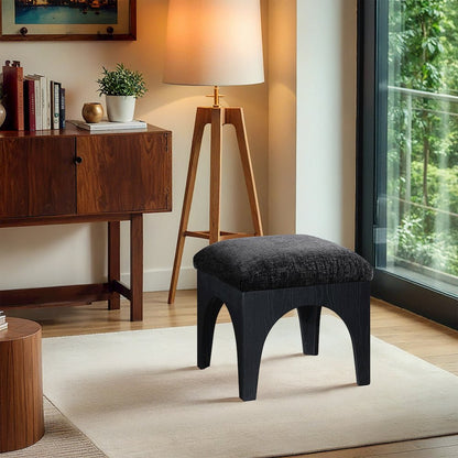 Lawson Black Chenille Fabric Upholstered Ottoman