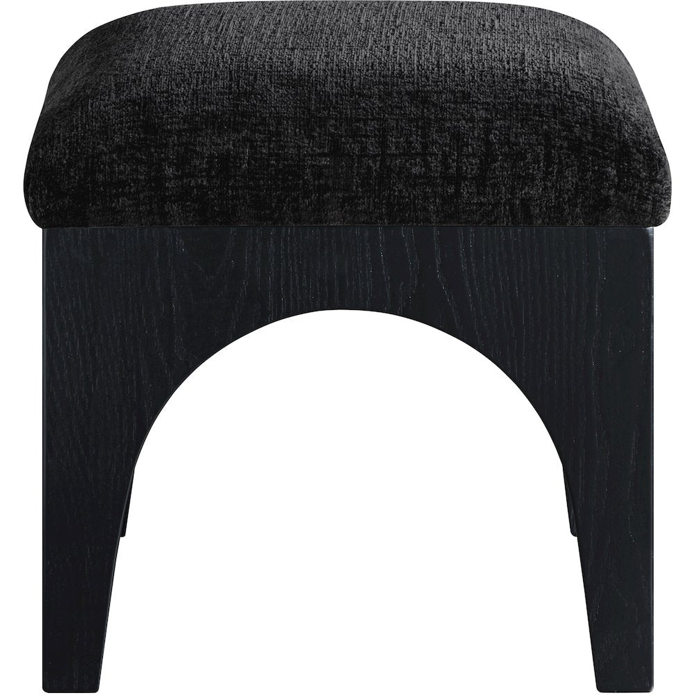 Lawson Black Chenille Fabric Upholstered Ottoman