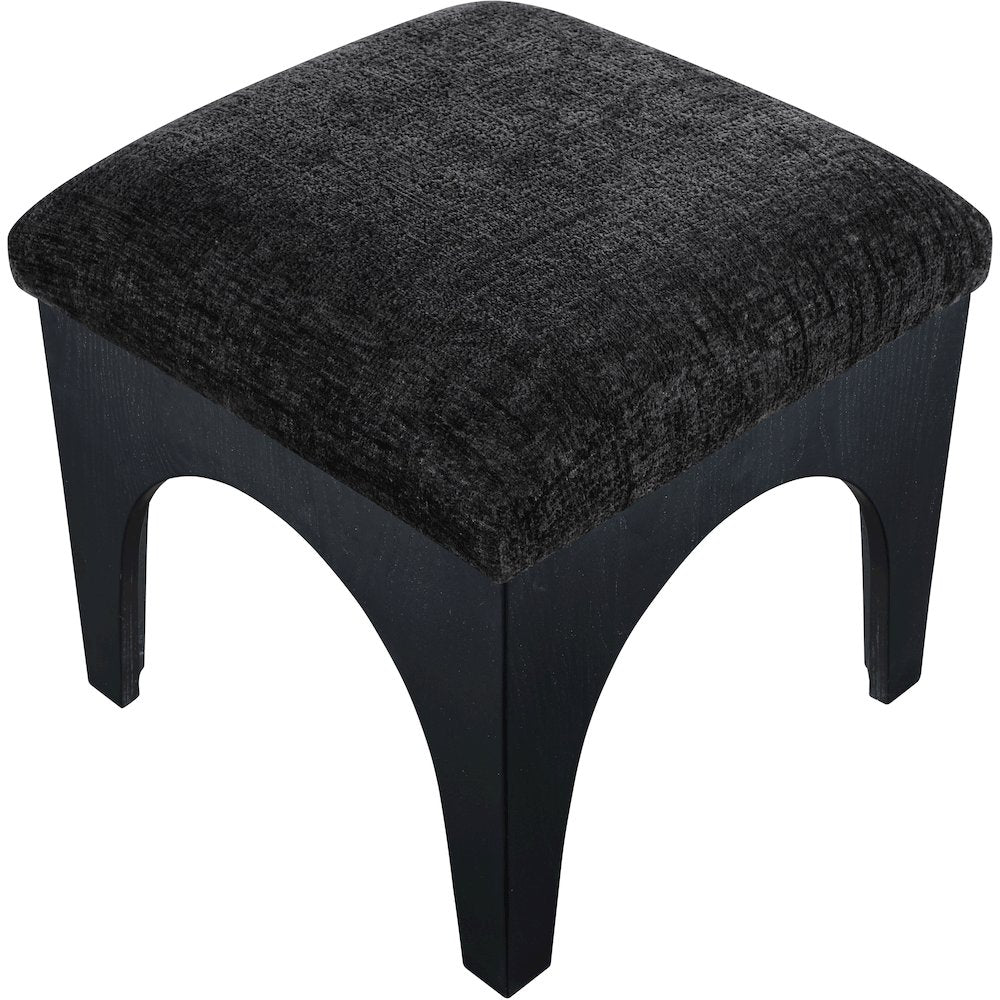 Lawson Black Chenille Fabric Upholstered Ottoman