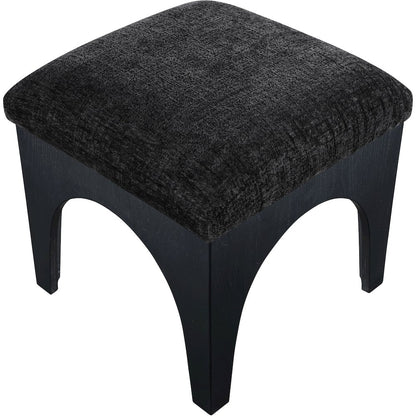 Lawson Black Chenille Fabric Upholstered Ottoman