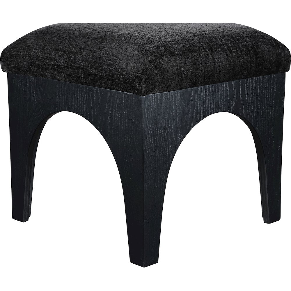Lawson Black Chenille Fabric Upholstered Ottoman
