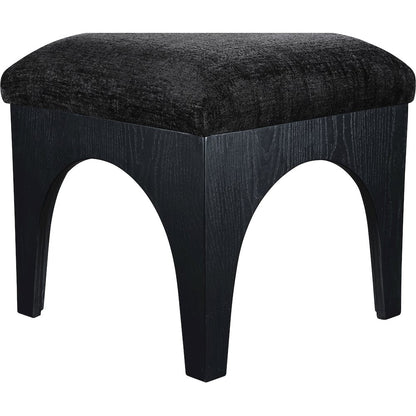 Lawson Black Chenille Fabric Upholstered Ottoman