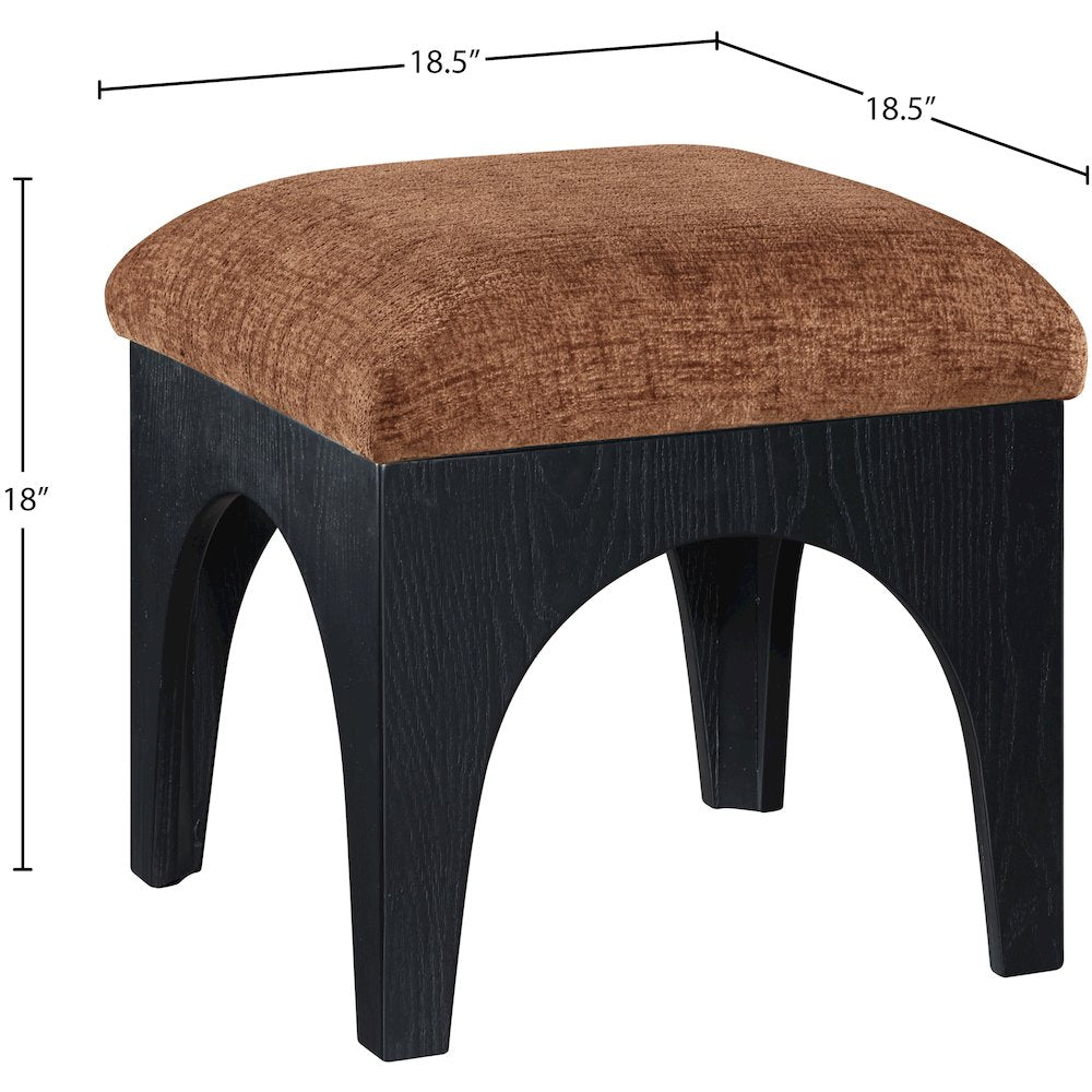 Lawson Cognac Chenille Fabric Upholstered Ottoman