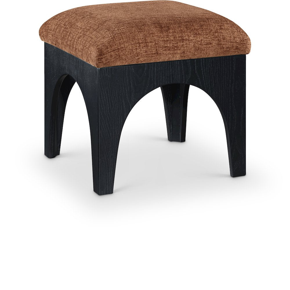 Lawson Cognac Chenille Fabric Upholstered Ottoman