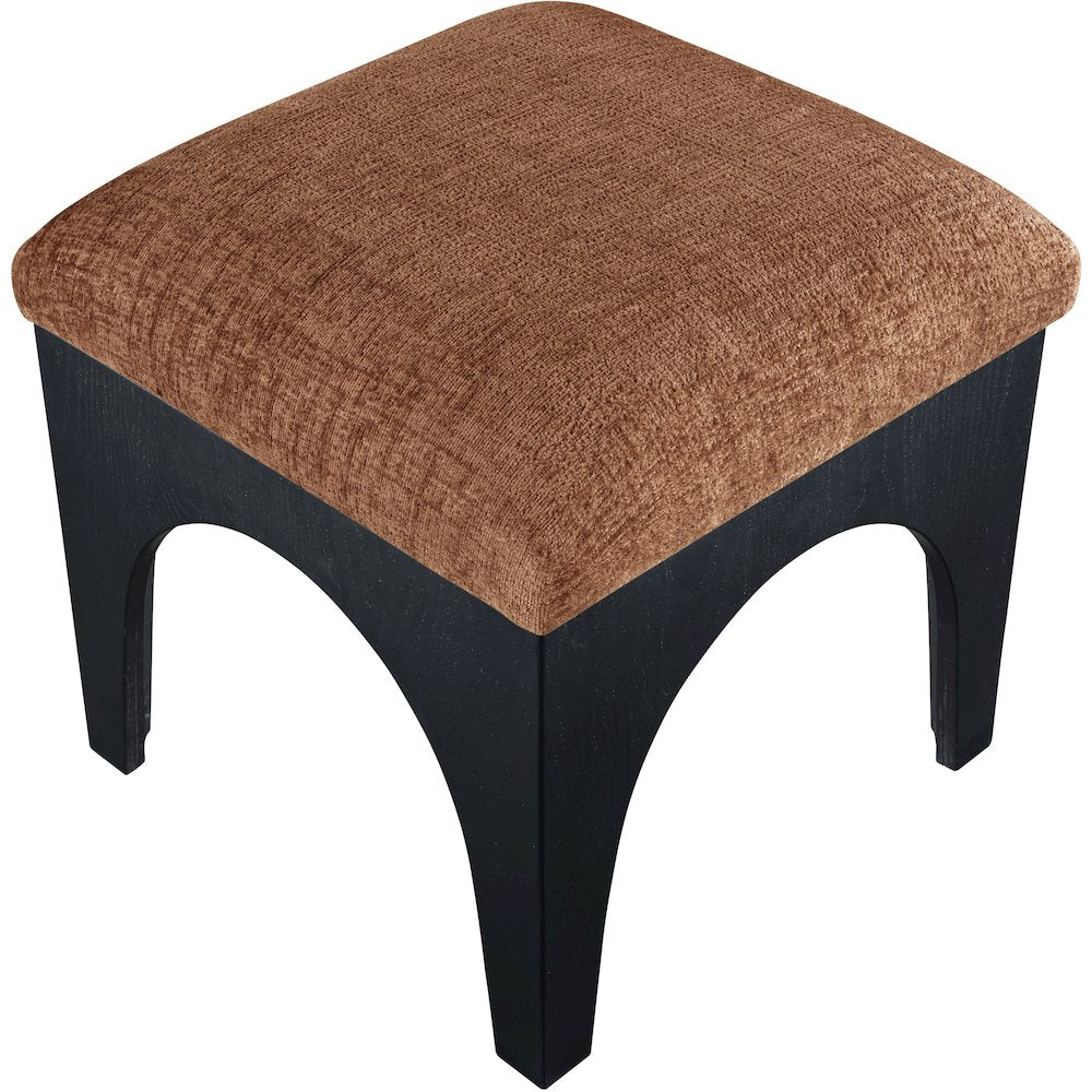 Lawson Cognac Chenille Fabric Upholstered Ottoman