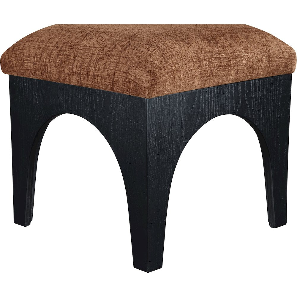 Lawson Cognac Chenille Fabric Upholstered Ottoman