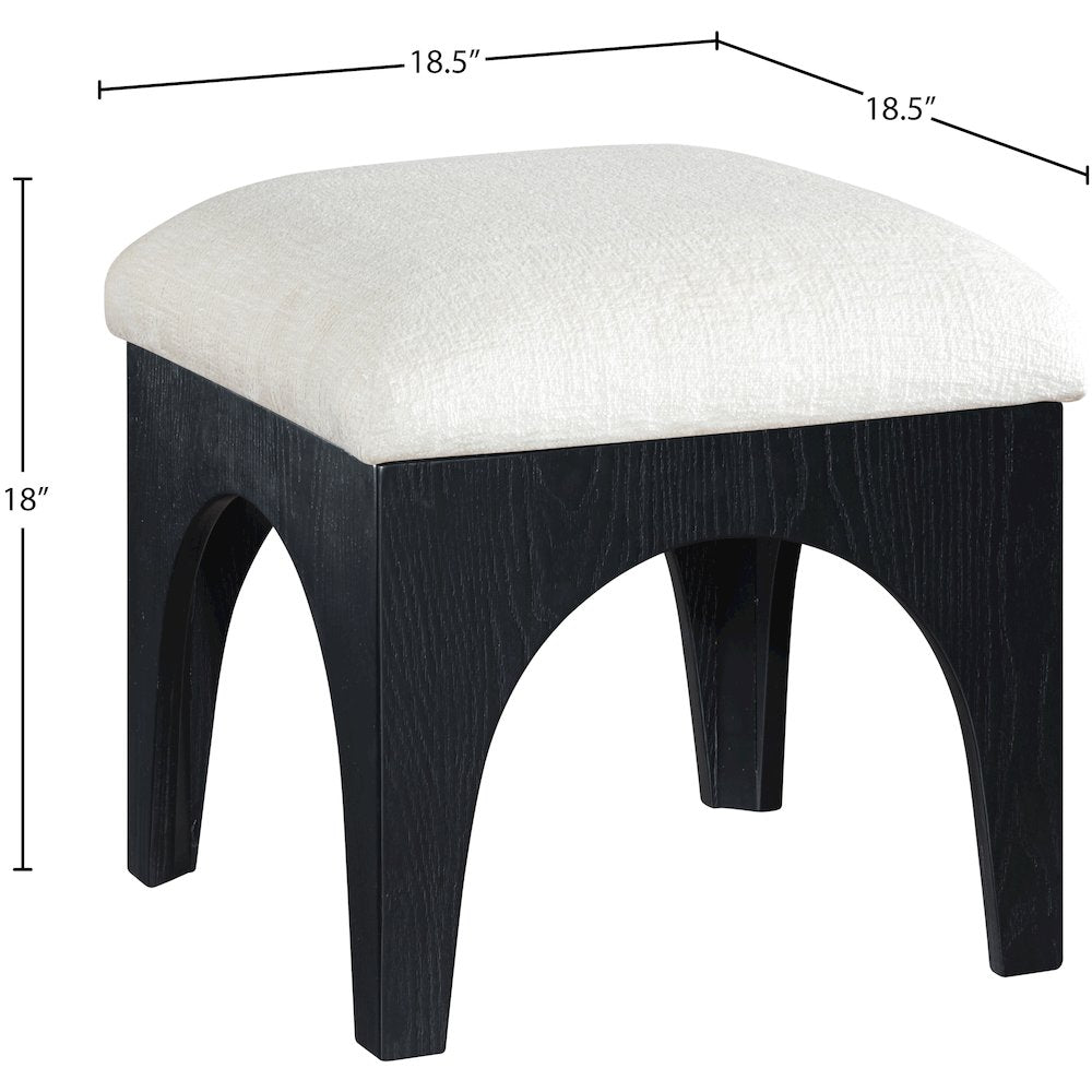 Lawson Cream Chenille Fabric Upholstered Ottoman