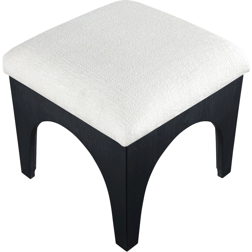 Lawson Cream Chenille Fabric Upholstered Ottoman