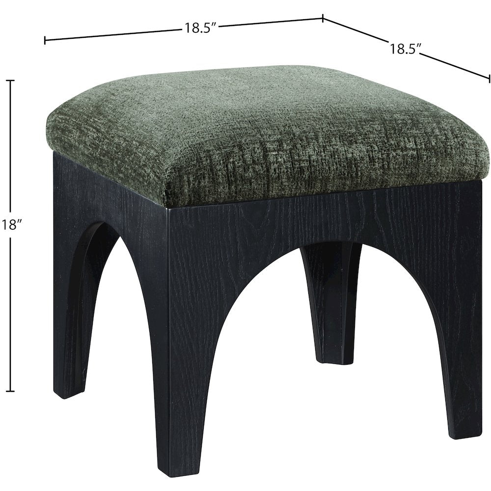 Lawson Green Chenille Fabric Upholstered Ottoman