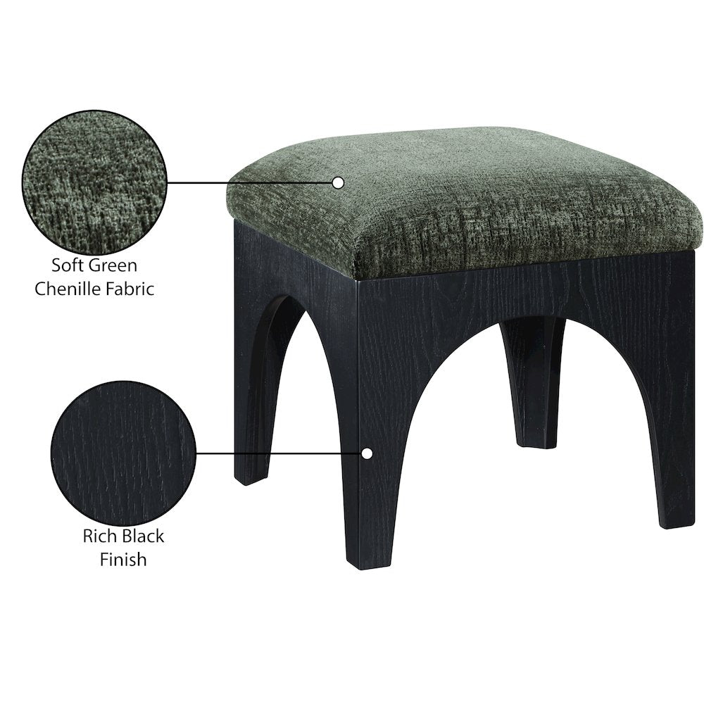 Lawson Green Chenille Fabric Upholstered Ottoman