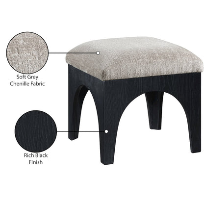 Lawson Grey Chenille Fabric Upholstered Ottoman