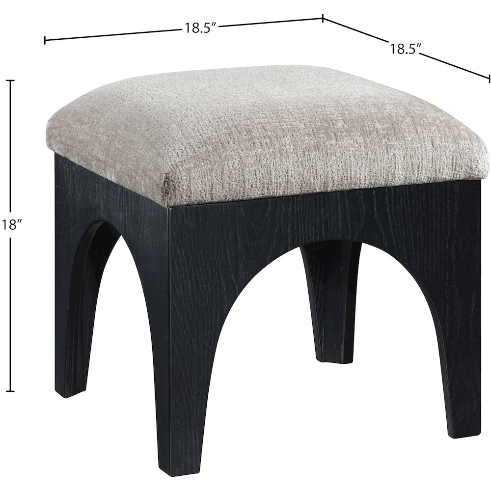 Lawson Grey Chenille Fabric Upholstered Ottoman