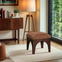 Lawson Cognac Chenille Fabric Upholstered Ottoman