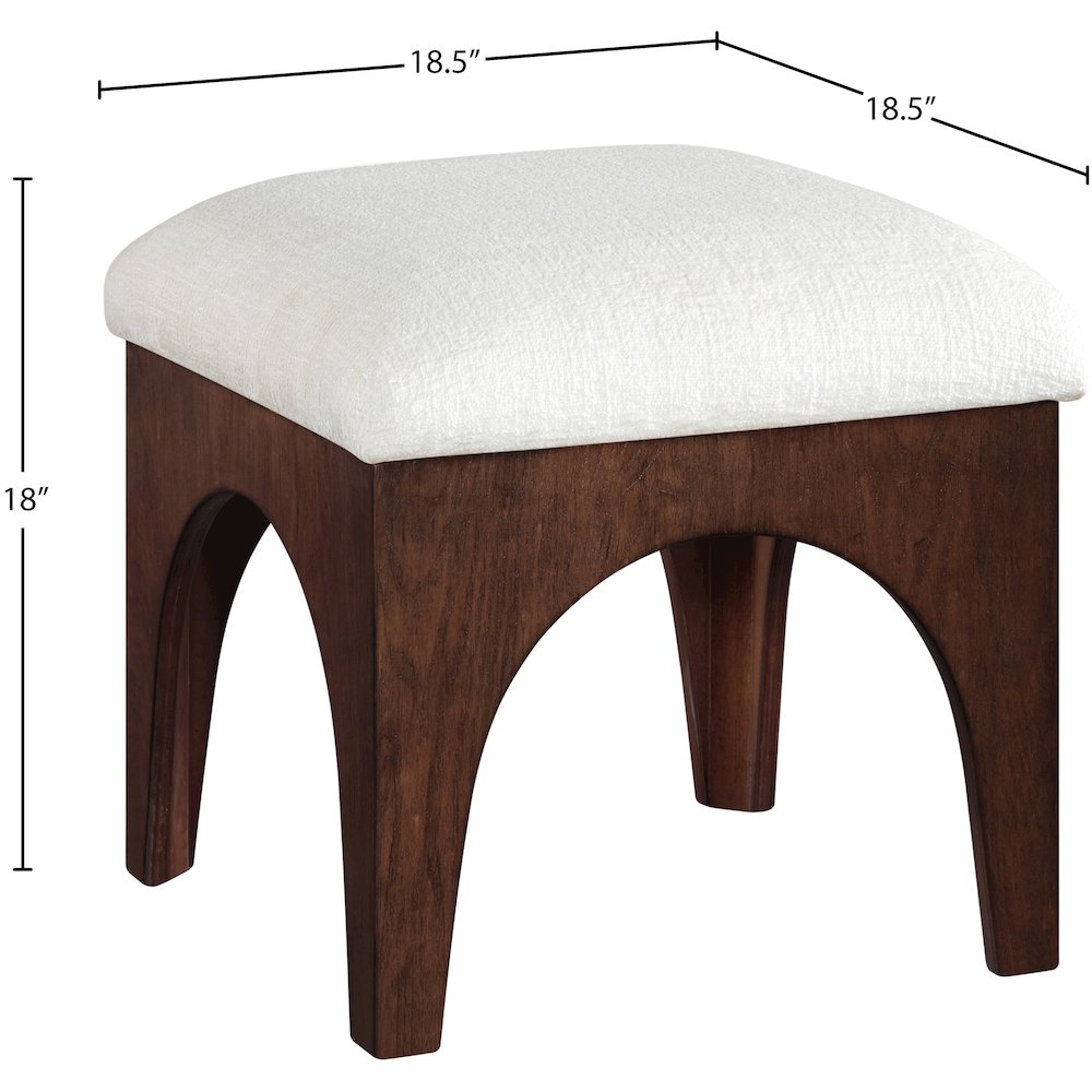 Lawson Cream Chenille Fabric Upholstered Ottoman