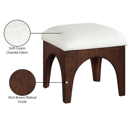 Lawson Cream Chenille Fabric Upholstered Ottoman