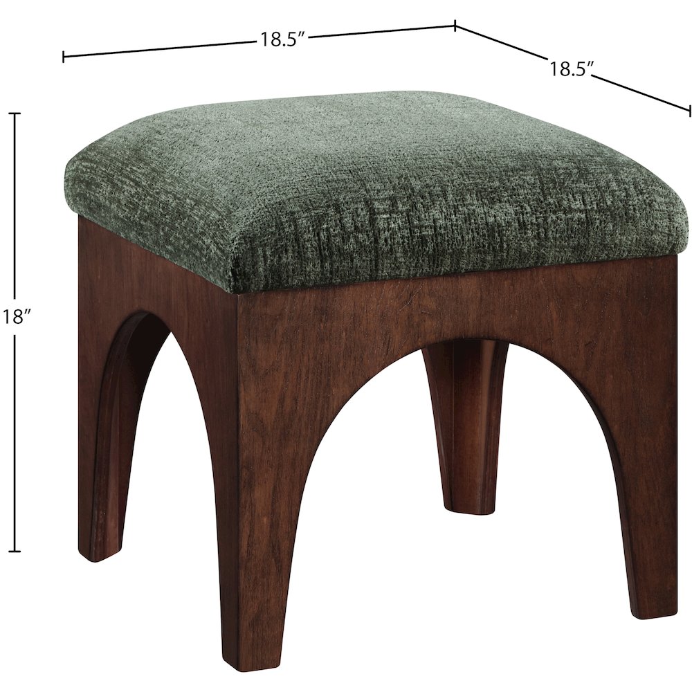 Lawson Green Chenille Fabric Upholstered Ottoman