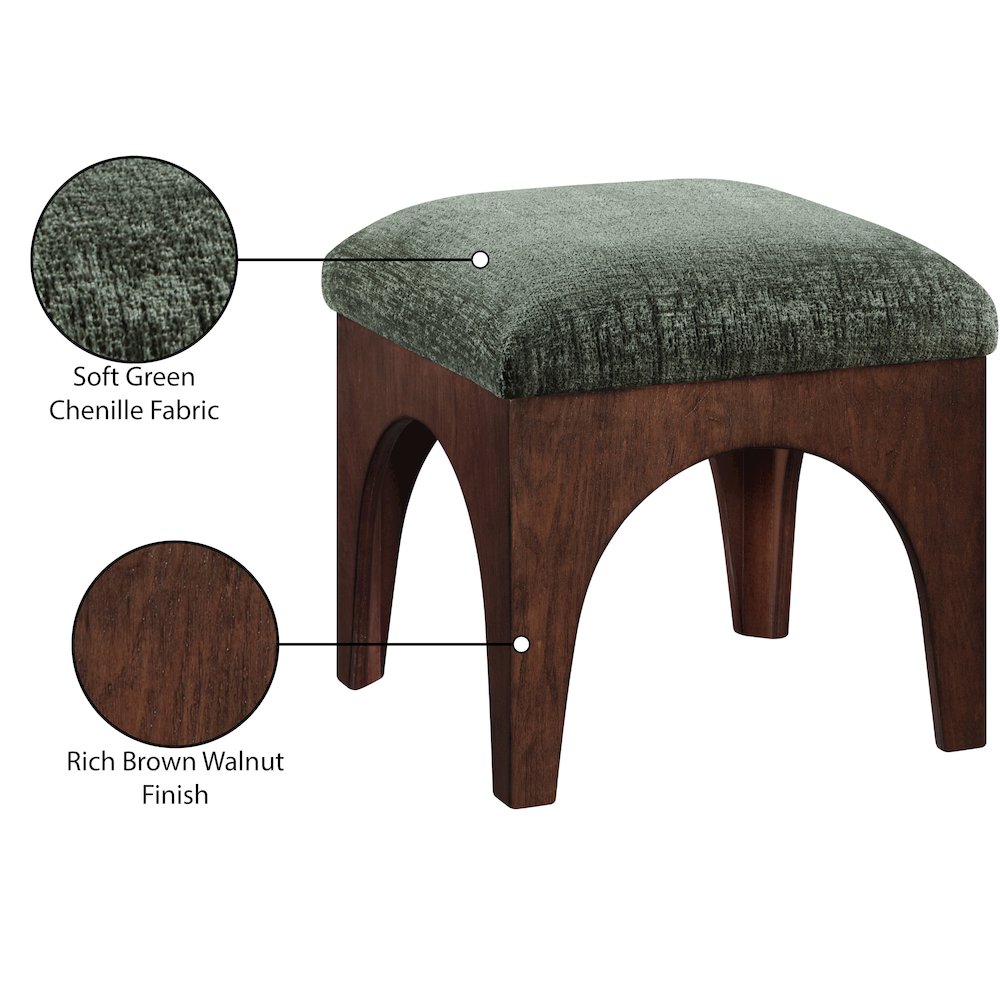 Lawson Green Chenille Fabric Upholstered Ottoman