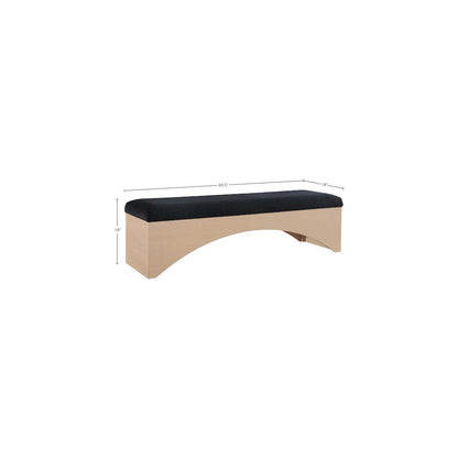 Lawson Black Velour Fur Fabric Bench