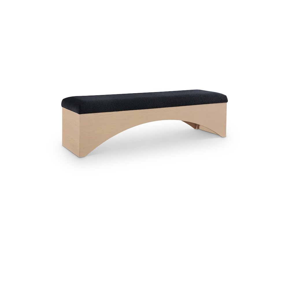 Lawson Black Velour Fur Fabric Bench