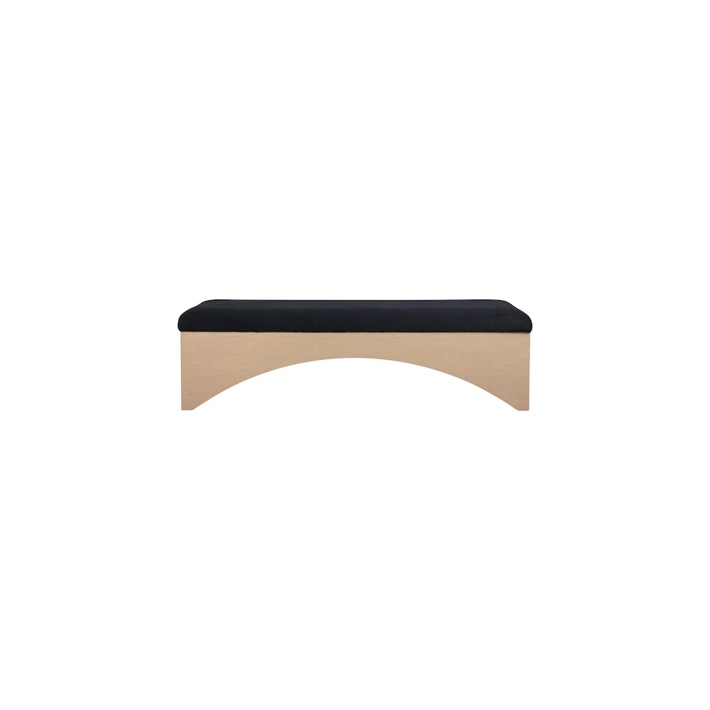 Lawson Black Velour Fur Fabric Bench