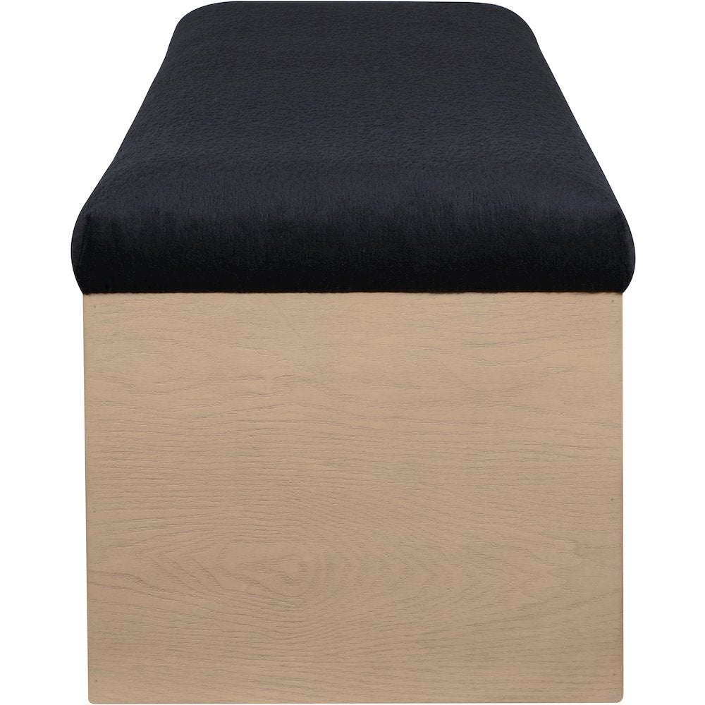 Lawson Black Velour Fur Fabric Bench