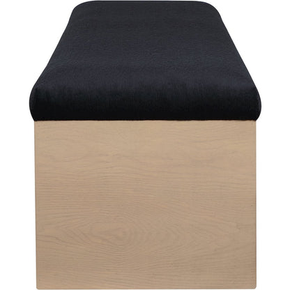 Lawson Black Velour Fur Fabric Bench
