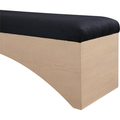 Lawson Black Velour Fur Fabric Bench