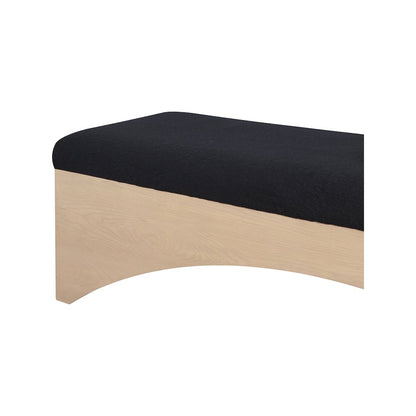 Lawson Black Velour Fur Fabric Bench