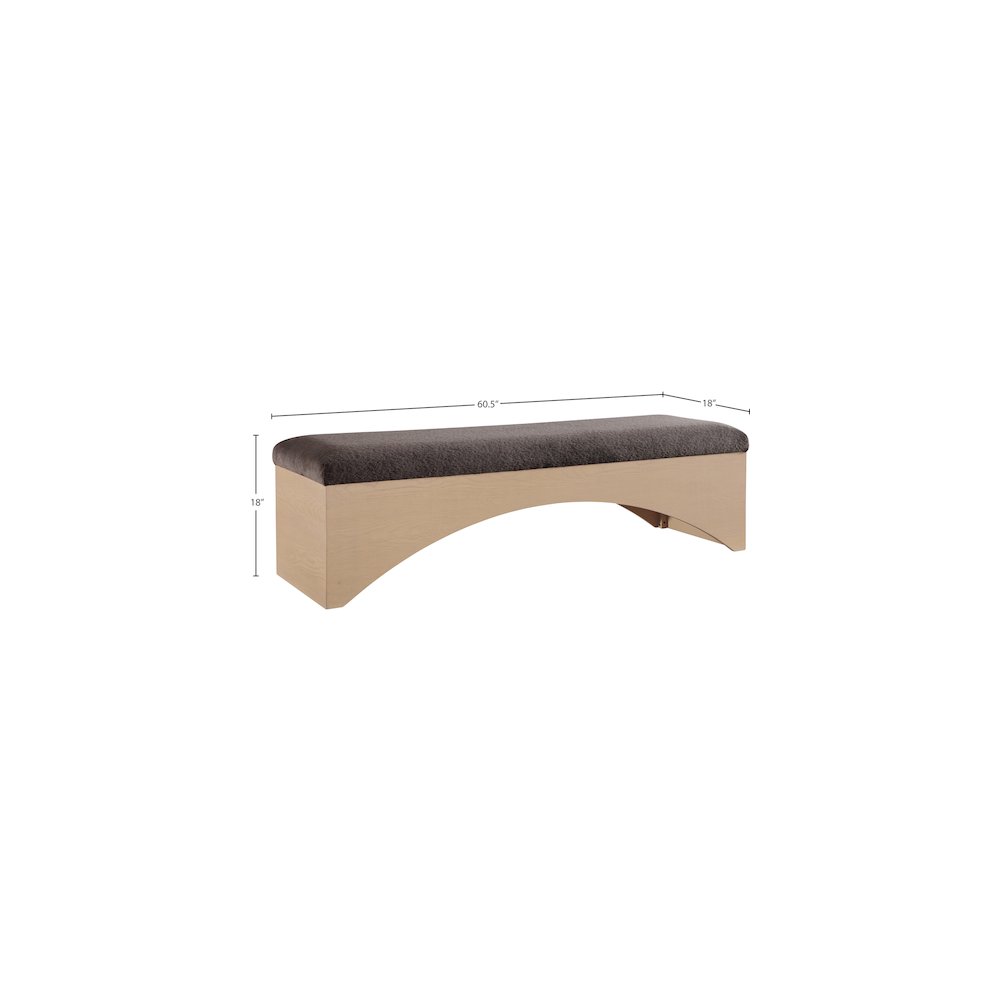 Lawson Brown Velour Fur Fabric Bench